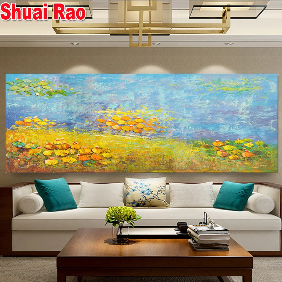 

Большая алмазная живопись 5d Monet «сделай сам», винтажная картина с лотосом, полная квадратная, круглая, алмазная Вышивка крестиком, известные...