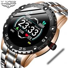 LIGE Luxury Smart Watch Men Stainless Steel Strap Sports smartwatch Waterproof Fitness Tracker For Android ios Reloj inteligente