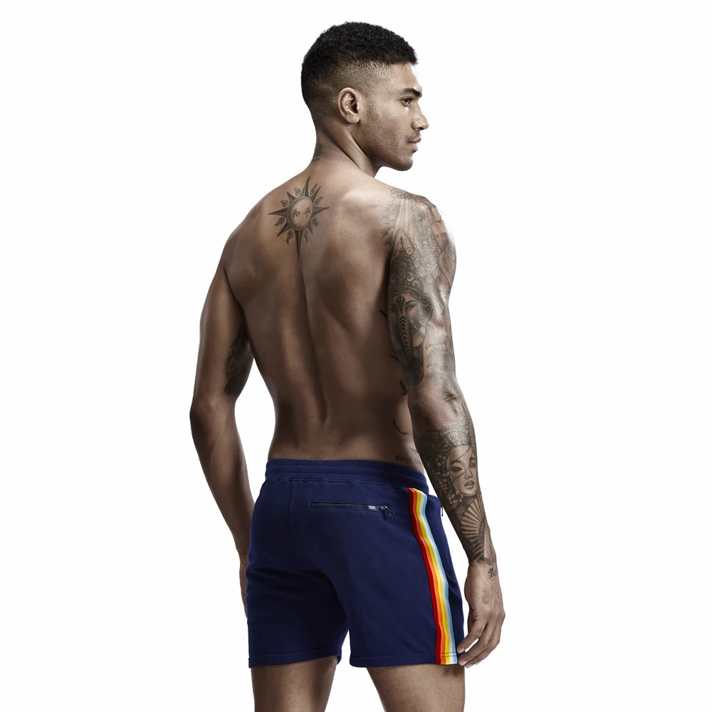 Men's Summer Home-wear Casual Shorts Rainbow Striped Comfortable Sweatpants Jogger Fitness Trousers Sexy Men Hot Sell | Мужская