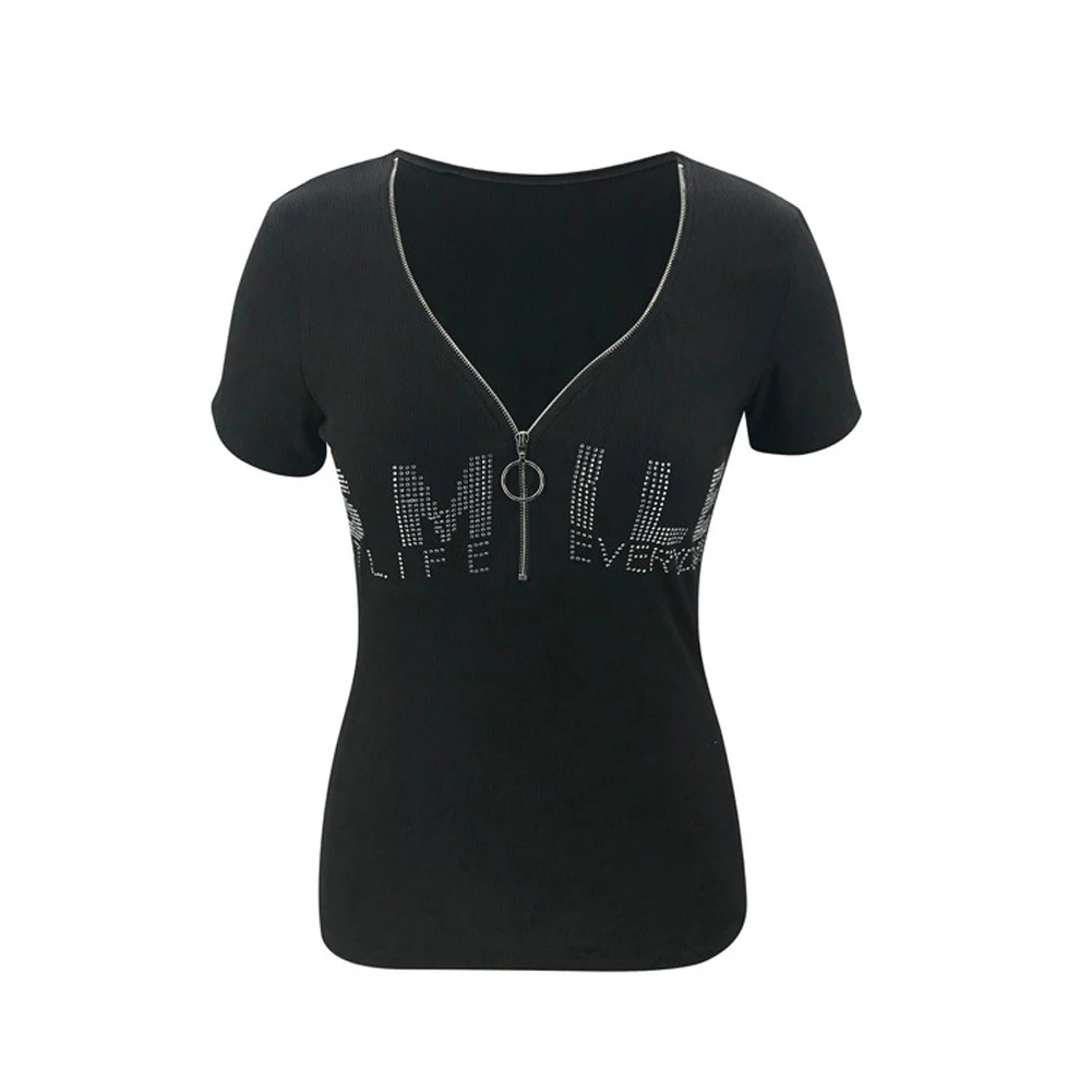 Брендовая Новая Женская Сексуальная футболка с глубоким v-образным вырезом и