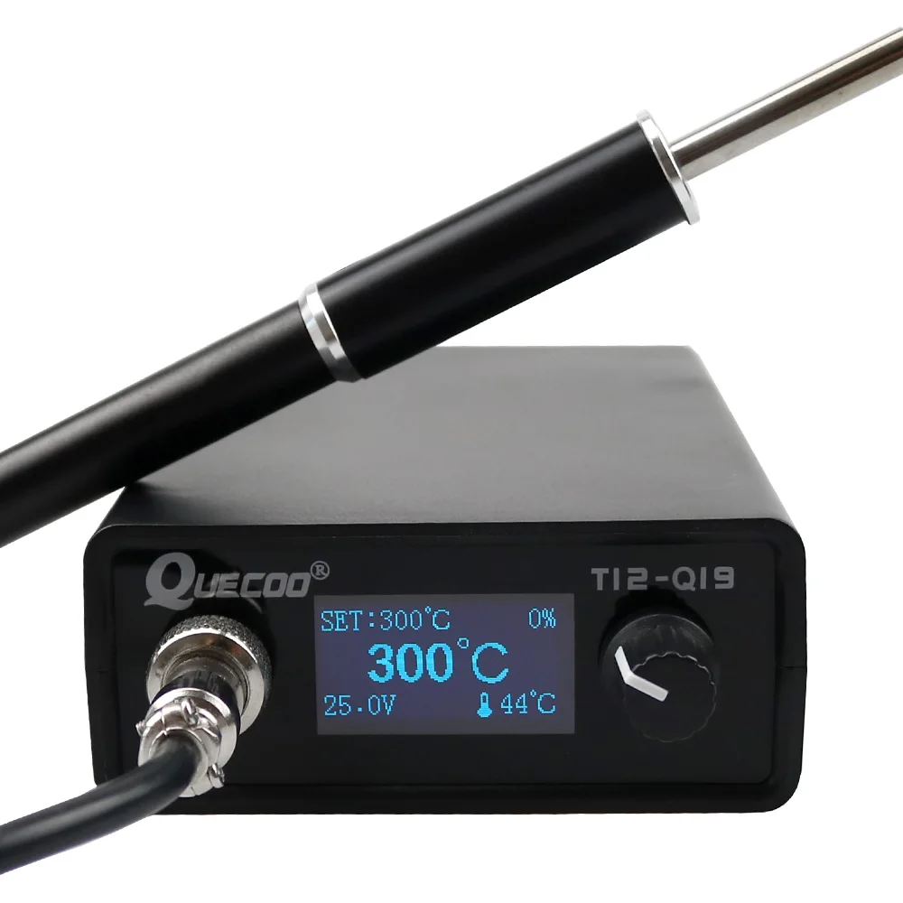 T12-Q19 Soldering Digital Station Electronic Soldering iron OLED 1.3inch Suitable AC/DC power with M8 Metal handle iron tips