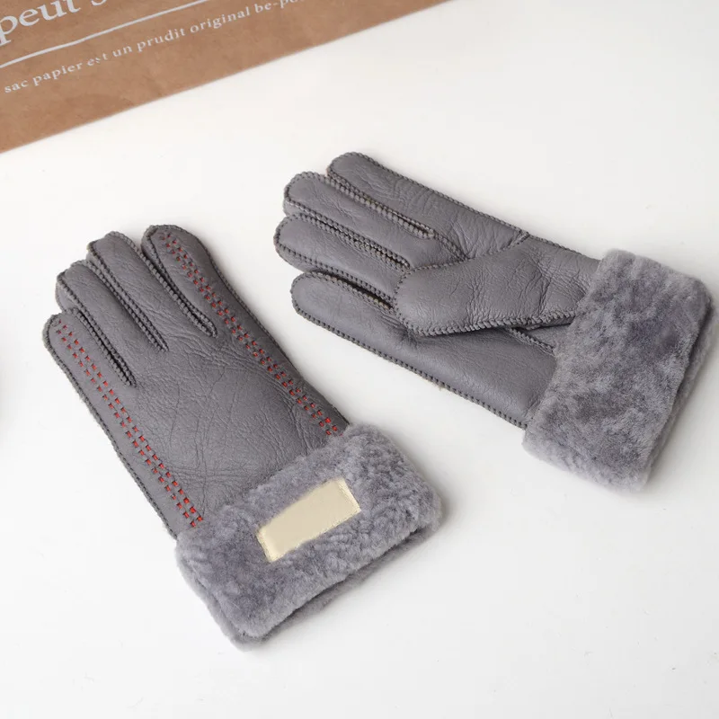 2019 модные перчатки из овечьей шерсти женские зимние утепленные с овечьим мехом