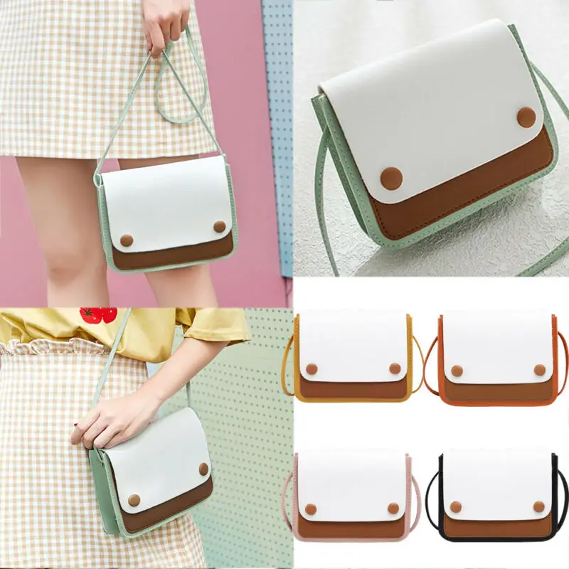 1PC Contrast color Leather Crossbody Bags For Women Travel Handbag Fashion Simple Shoulder Messenger Bag Ladies Cross Body | Багаж и сумки