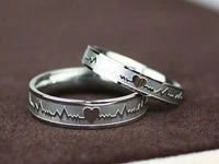 unique heartbeats wave electrocardiogram ring for lover couple silver color wedding engagement men women fashion jewelry