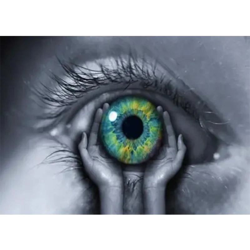 

Ужас глаз 5D вышивка «сделай сам» со стразами; Цвет черный, белый глаз полные руки мозаичный узор Алмазная картина Картина из квадратных стра...