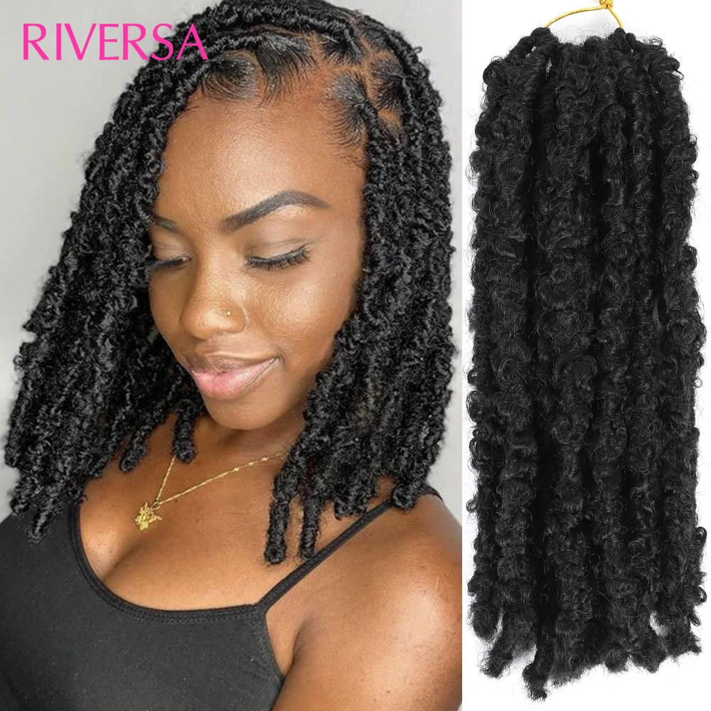 

Faux Butterfly Locs Crochet Hair 12Inch 3- 4Packs Pre-Looped Distressed Locs Crochet Braids Soft Locs Papillons Cheveux 6 Colors