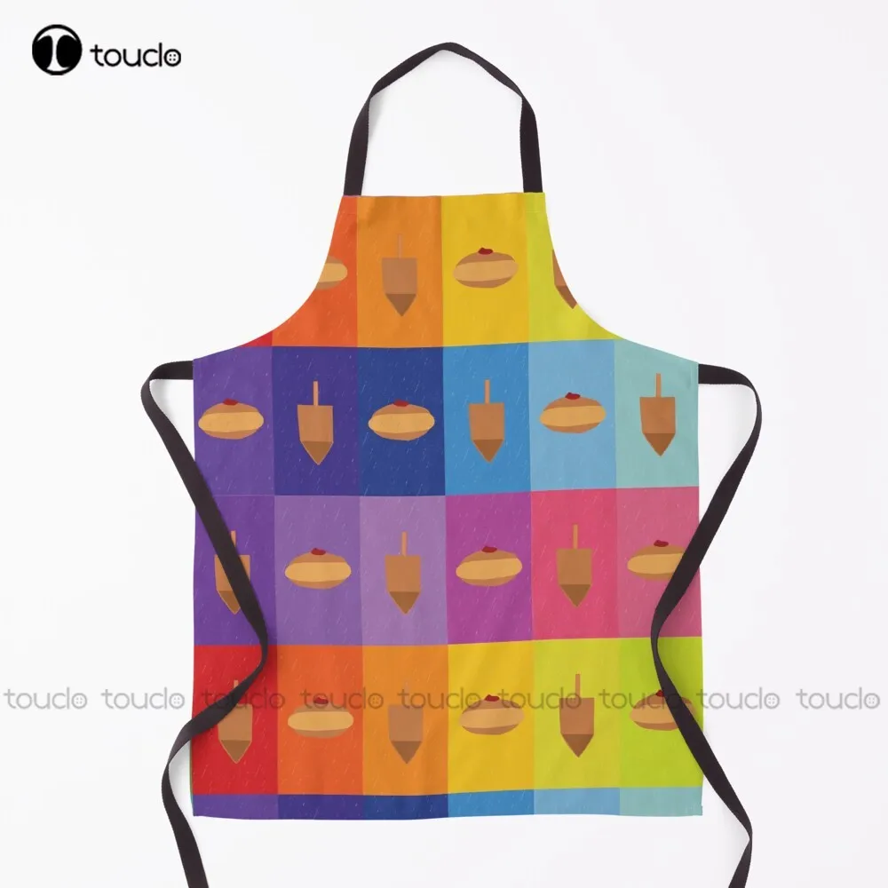 

D'D - Doughnuts And Dreidels Rainbow Grid Apron Welding Apron For Women Men Unisex Adult Personalized Custom Cooking Aprons