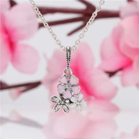 amaia daisy cherry blossom pendant pink flower charm s925 sterling silver pendant bracelet diy accessories
