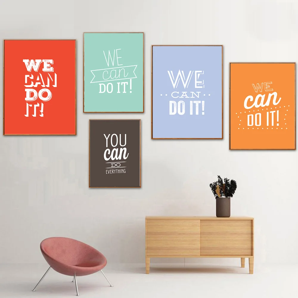 

You Can Do Everything Inspirational Quote Wall Art Canvas Painting Nordic Posters and Prints Wall Pictures for Living Room Decor