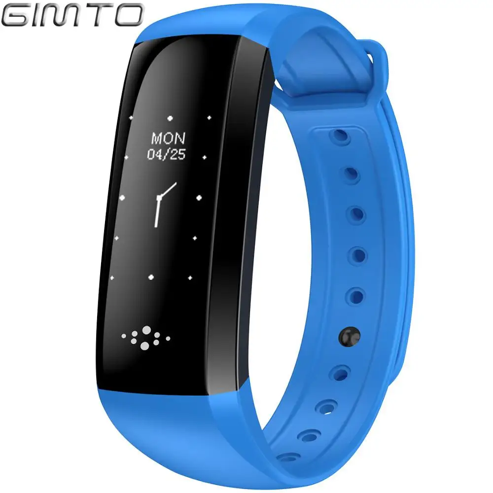 GM802Blue GIMTO, крутые спортивные мужские и женские Смарт-часы, браслет, пульсометр, кровяное давление, кислородный мониторинг сна, светодиодный смарт-часы для Android iOS - Цвет: GM802Blue