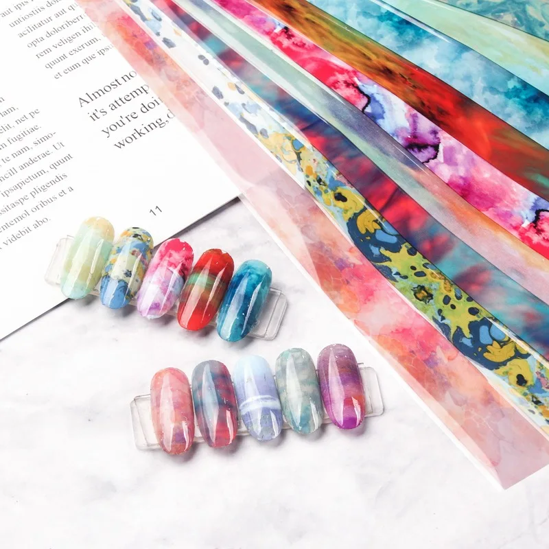 10PCS Nail Foil Sticker Set Holographic Starry Sky UV Gel Polish Flower Adhesive Transfer Art Decal Decoration | Красота и здоровье