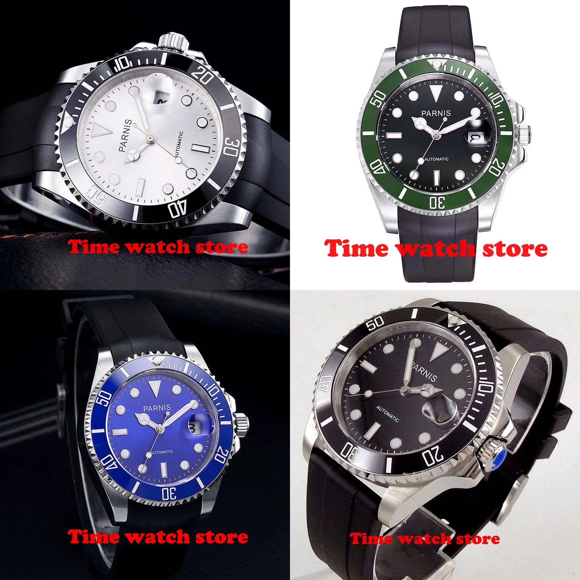 Автоматический мужской фотоальбом Parnis 40 мм Miyoya водонепроницаемый синий черный