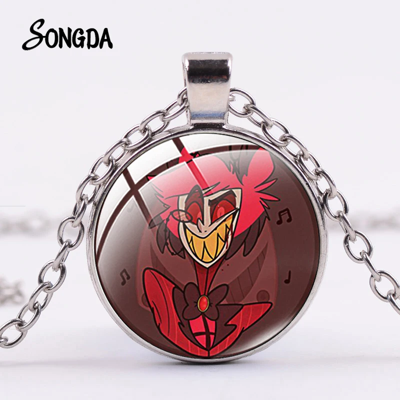 SONGDA последняя Hazbin подвеска с изображением отеля Готический узор Charlie Alastor Angel Аниме Фигура стеклянный драгоценный камень подвеска массивное ожерелье s