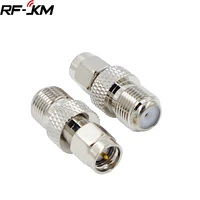 2pcs sma male to f female rf coaxial adapter f type jack to sma plug convertor rf coax straight connector silvery