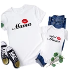 Модная семейная мини-футболка для мамы, одежда для мамы, мама и я, семейные одинаковые наряды с красными губами, одежда для мамы и дочки