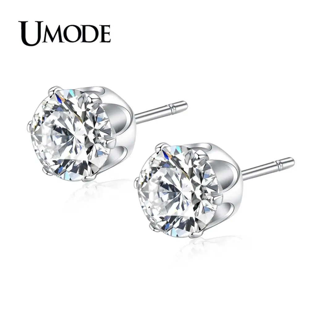 Серьги гвоздики женские круглые с фианитами 5/6 мм|crystal stud earrings|fashion earringsstud earrings |