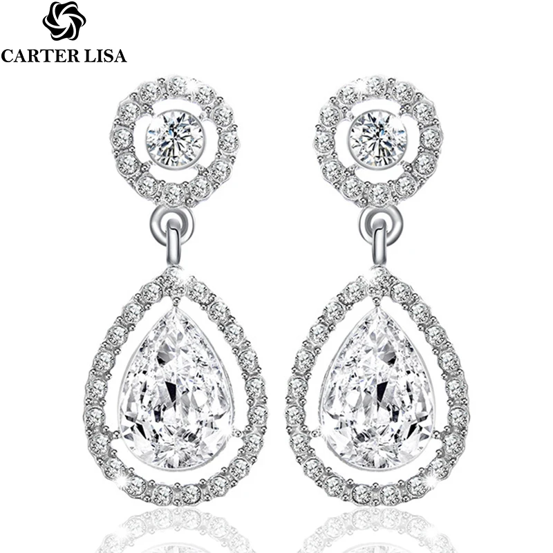 CARTER LISA женские модные роскошные серьги с большими прозрачными кристаллами