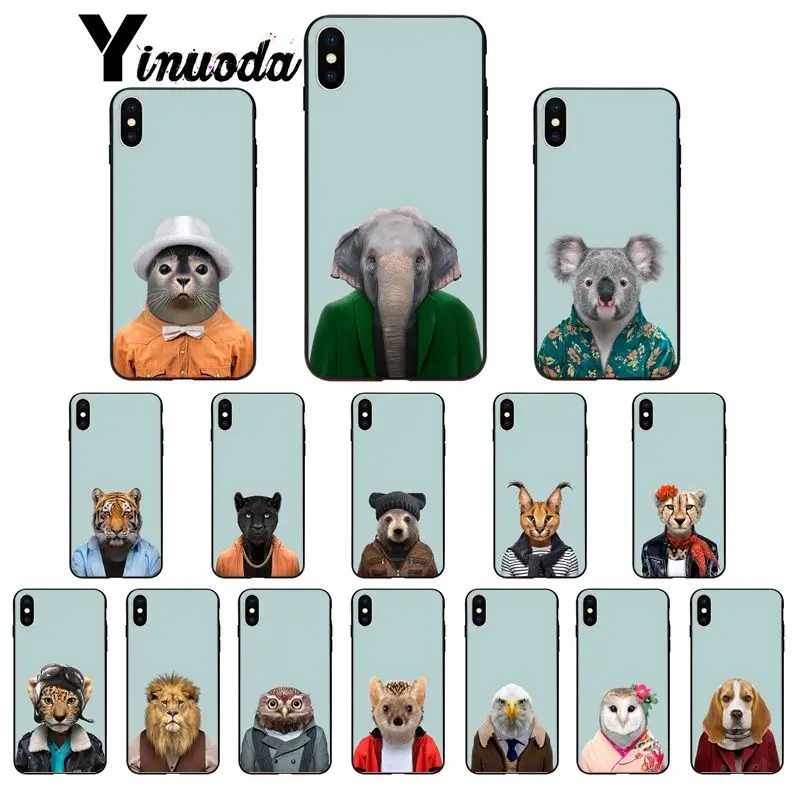 Yinuoda животное портрет Слон Сова Тигр пантера Coque Shell чехол для iPhone X XS MAX 6 6S 7 7plus 8 8Plus