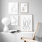 Минималистичный рисунок по линии розы, абстрактная живопись, сексуальная женщина, боди-лайн, искусство, холст, плакат, картина для галереи, домашний декор