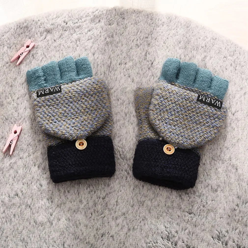 

Autumn And Winter Warm Half-finger And Yarn Clamshell Children's Gloves Beautiful Durable And Comfortable Children's Gloves New