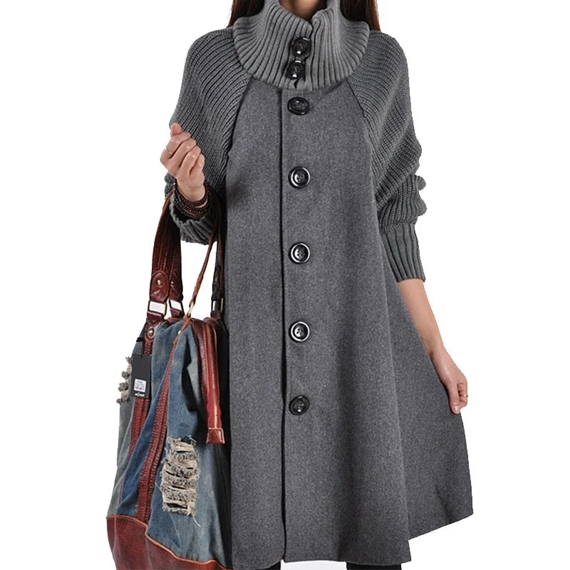 

Женское длинное шерстяное пальто, элегантная верхняя одежда с длинным рукавом и шарфом на воротнике, 2021