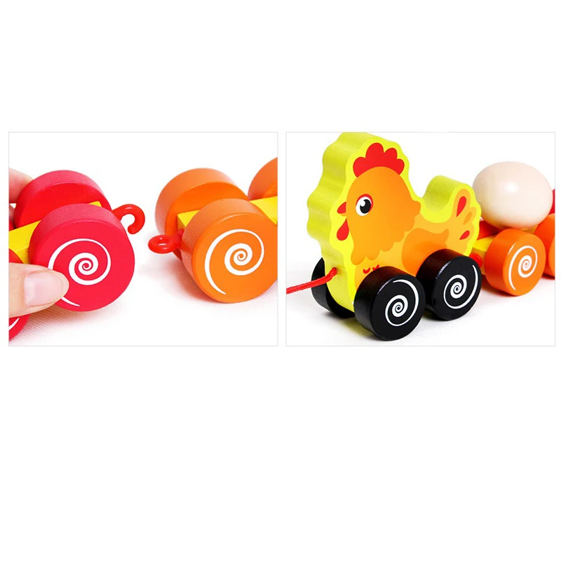 

Toddler Drag Game Hen Drags Eggs Drags Toy Car Drag Car Toy Hen Learning and Motor Skills Toy Wooden Toy Hen Trailer