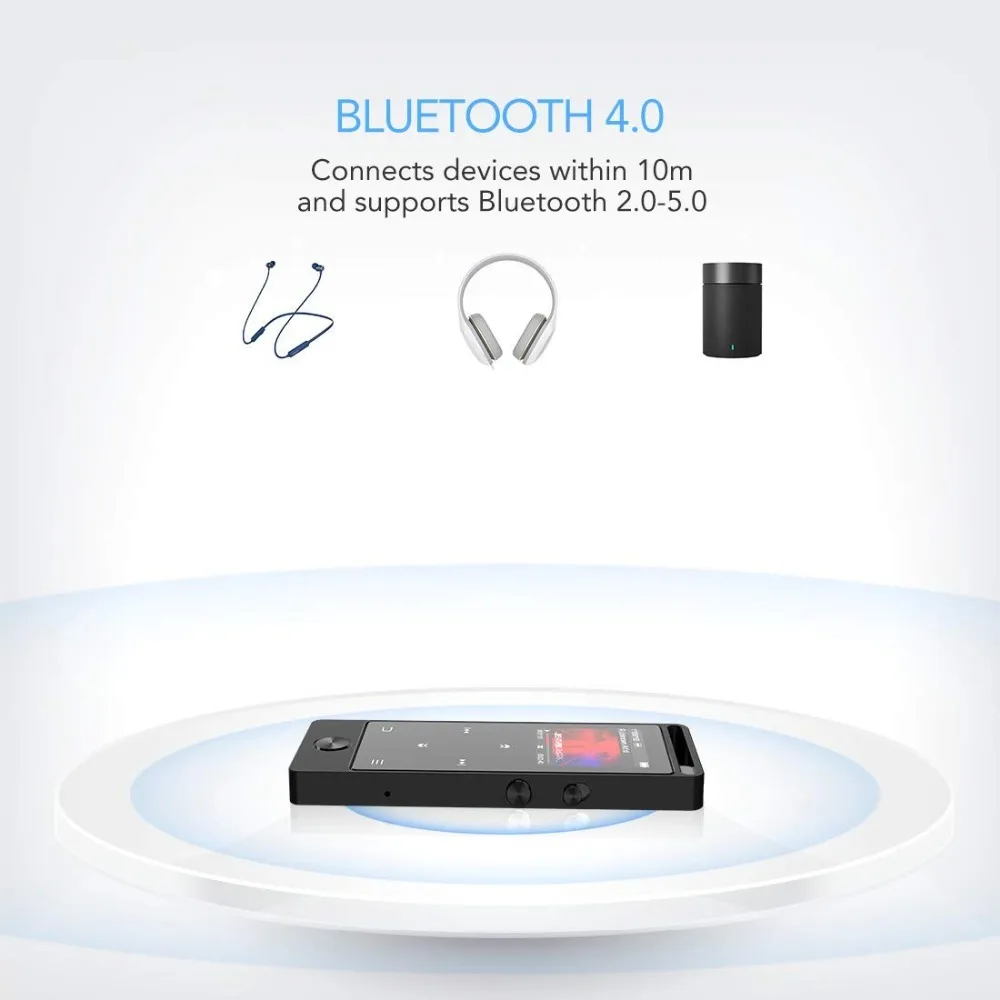 Bluetooth MP3 плеер Металлический музыкальный плеер без потерь сенсорный экран поддержка tf-карты до 64 Гб с fm-радио, запись, электронная книга