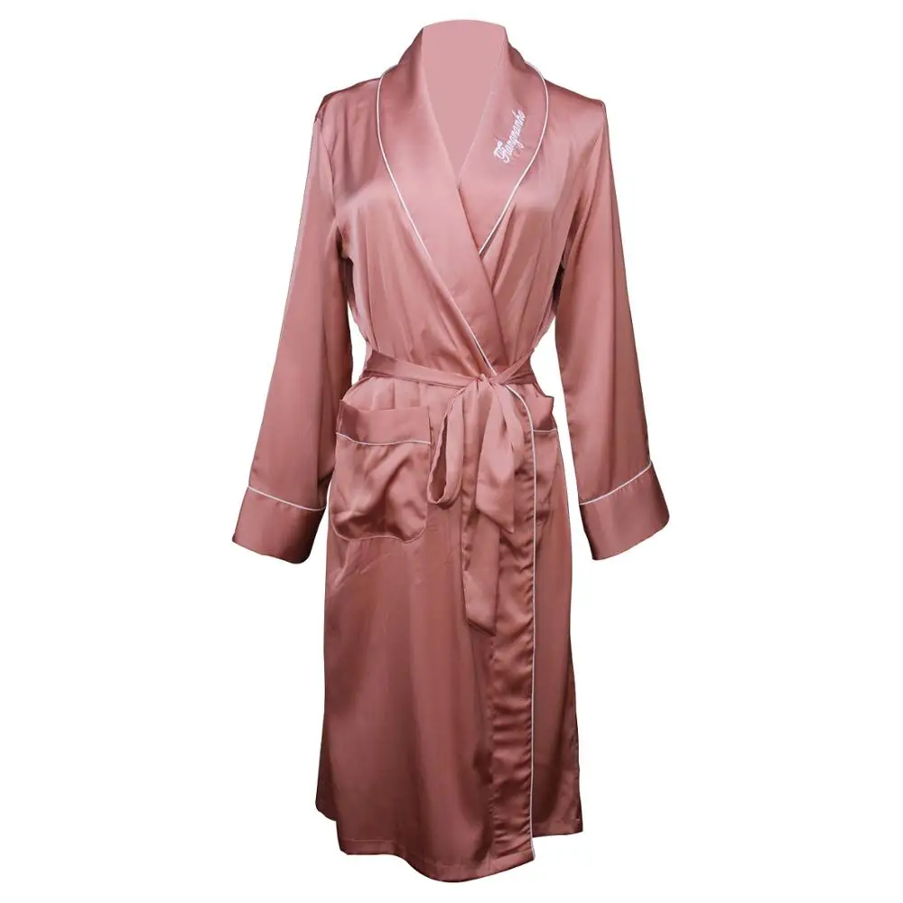 Женские халаты для сна ночные рубашки с длинным рукавом однотонные кимоно халат