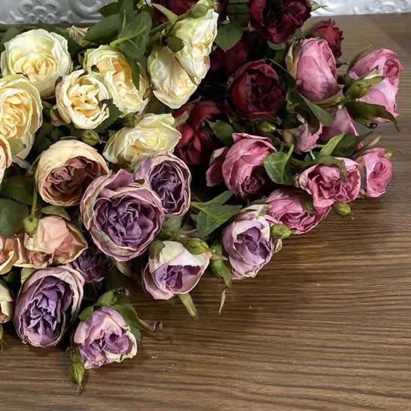 

Dried Roses Artificial Flowers Wedding Bouquet Small Vase Living Room Decoration Literary And Artistic Decoration
