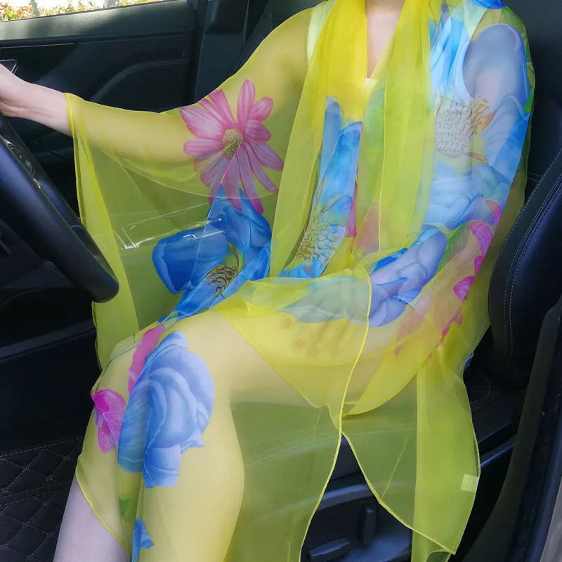 

2020 New Silk Scarf Women Long Chiffon Printed Fashion Scarf Shawl Seaside Beach Towel Hijab Scarves Infinity Scarf 200*45cm