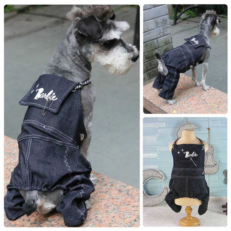 Джинсовые однотонные комбинезоны для домашних животных собак щенков джинсовая