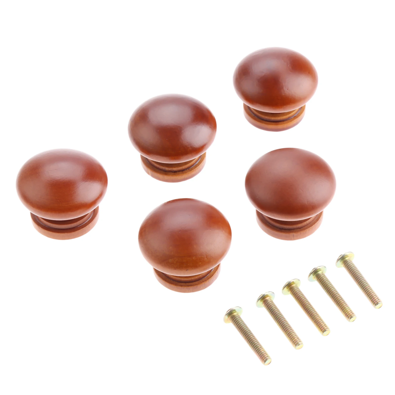 

5Pcs Knobs Wooden Furniture Handles Furniture Hardware Wood Cabinet Knobs and Handles Kitchen Drawer Wardrobe Door Pulls Brown