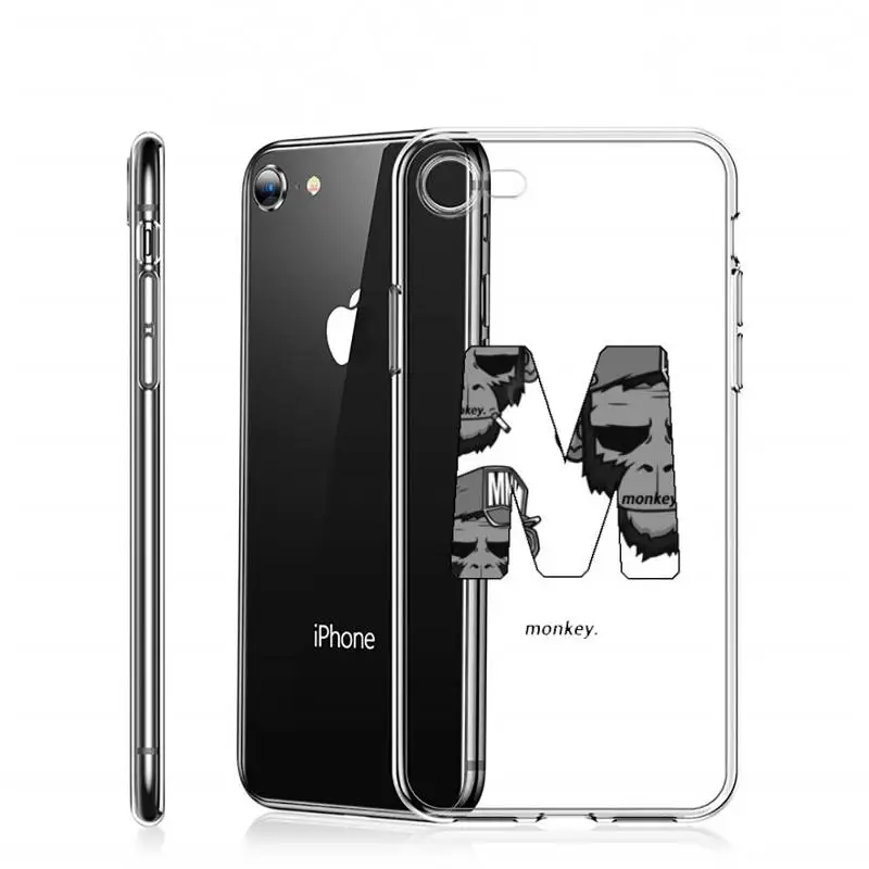 

MONKEY design letter animal Phone Case Transparent for iPhone 6 7 8 11 12 s mini pro X XS XR MAX Plus high quality capa shell