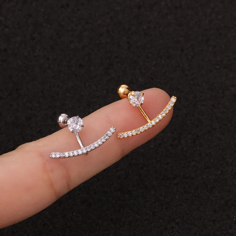 

1Pc New Gold Silver Color Flowe Leafs CZ Tragus Cartilage Stainless Steel Helix Ear Stud Piercing Septum Ring