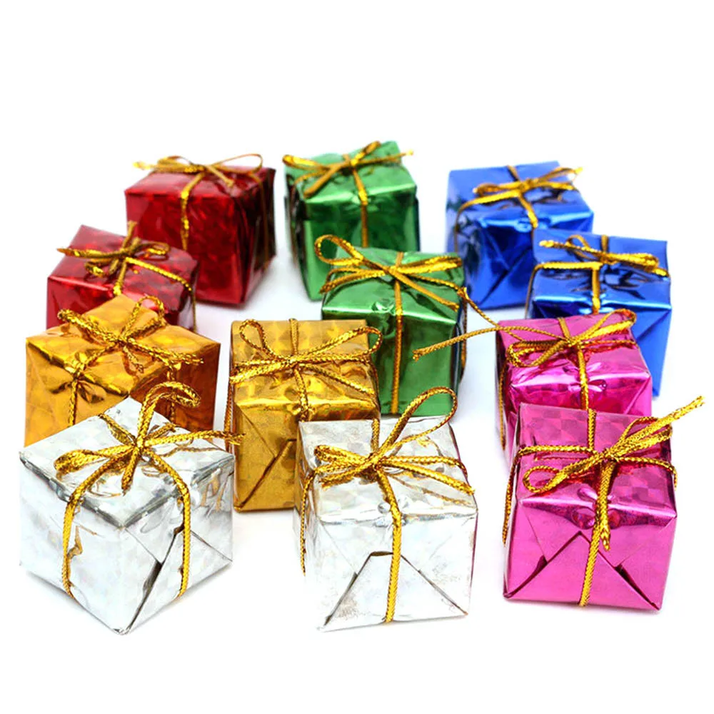 12pcs Mini Christmas Hanging Ornament Foam Gift Box Xmas Tree Party Nice Decor Living Room Bedroom Home Decoration | Дом и сад