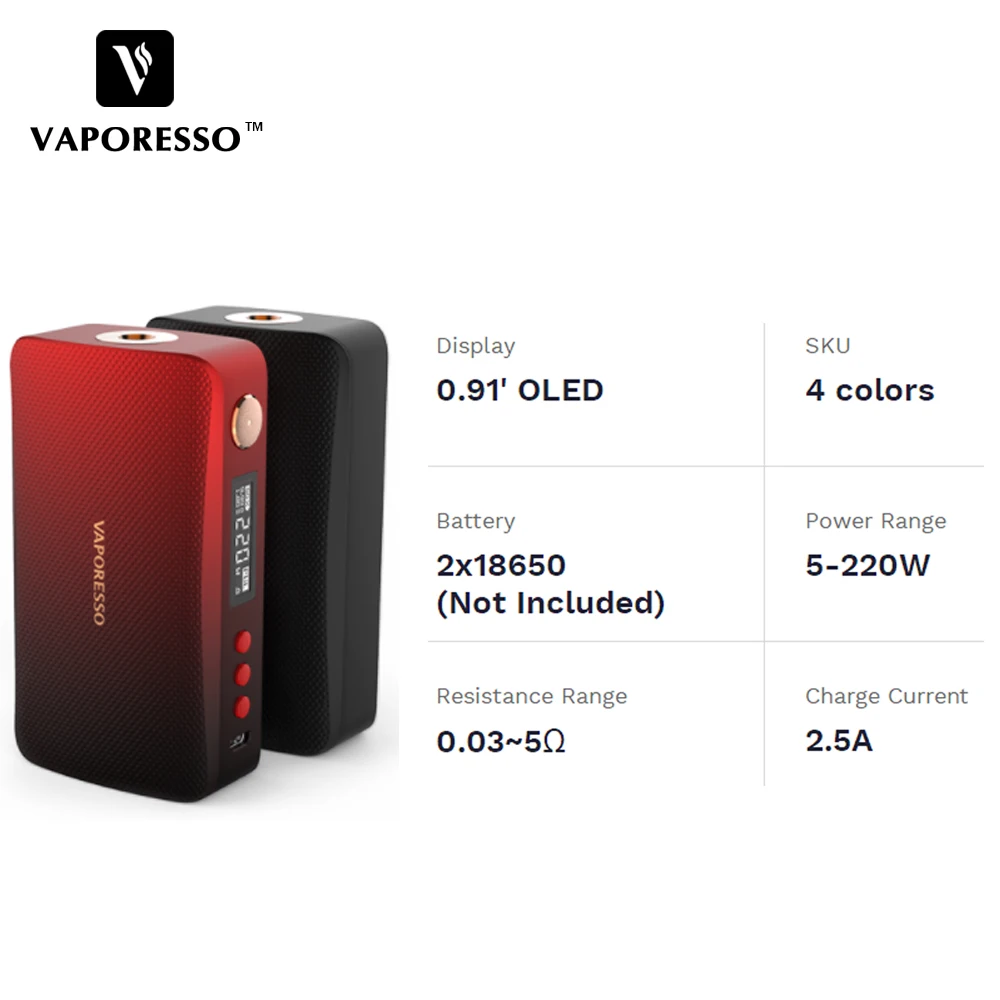 Бокс мод для электронных сигарет Vaporesso GEN оригинальный бокс 220 Вт вейп подходит