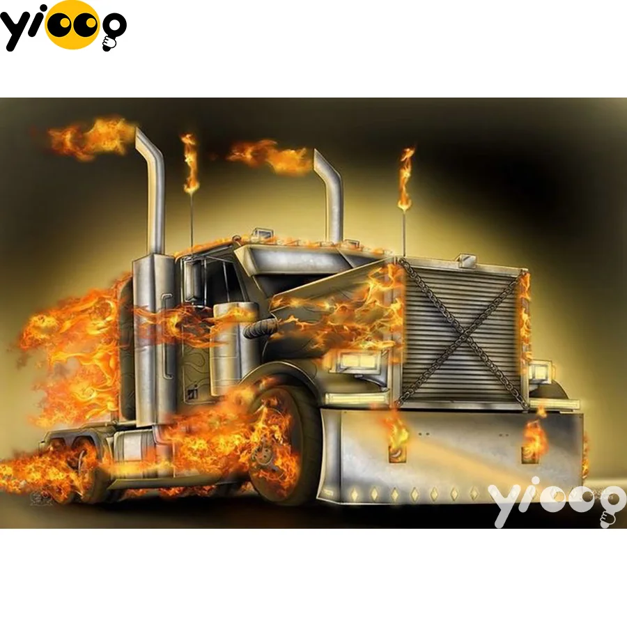 

Full Square/Round drill diamond Painting Burning truck 5D DIY diamond embroidery mosaic Decoration painting BX0855