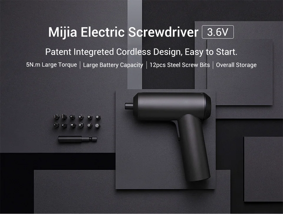 Xiaomi Mijia беспроводная электрическая отвертка перезаряжаемая 2000mAh li-ion 5N. m крутящий момент портативная отвертка с 12 шт. S2 винтовые биты