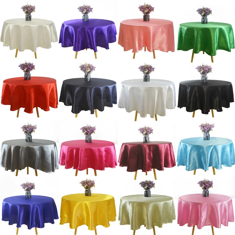 Round Tablecloth Satin Table Cloth Cover For Christmas Wedding Birthday Baby Shower Party Decor Home Tablecloths Supplies | Дом и сад