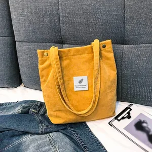 Corduroy Shopper Shoulder Bag For Women Tote Ladies Casual Lady's Bag Foldable Reusable Shopping Winter sac a main femme #20