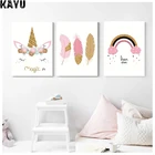 Розовая мультяшная картина единорога на холсте волшебный плакат мечты радуги для детской комнаты милая картина на стену для девичьей комнаты Декоративные картины