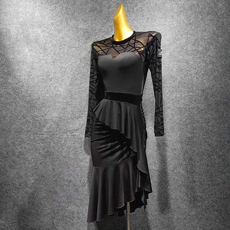 Женское платье для латиноамериканских танцев вечерние нее костюм выступлений с