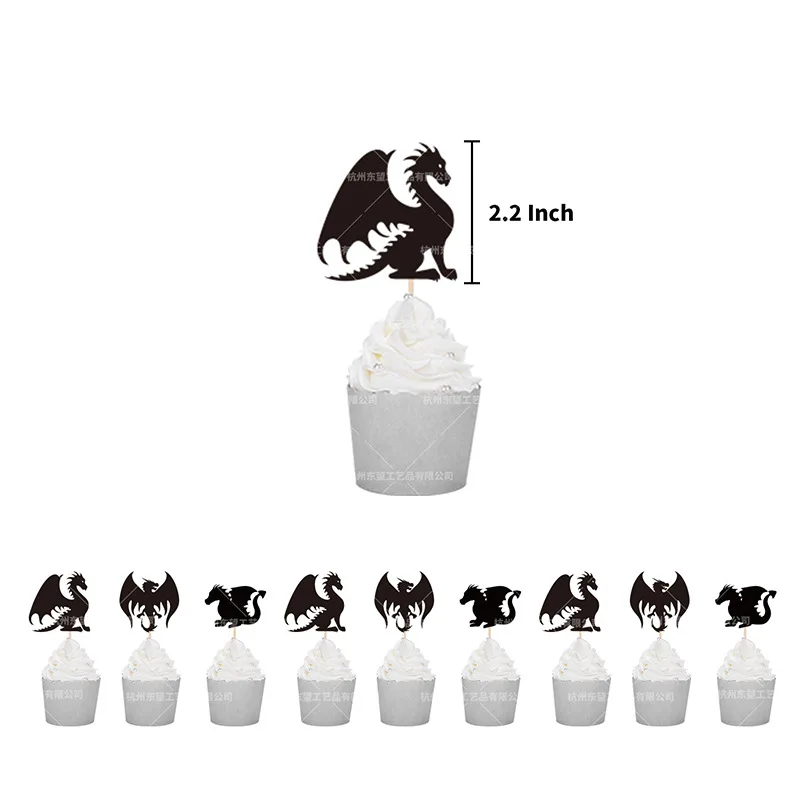 1set Western Mythology Black White Dragon Children Boys Party Theme Balloons Cake Toppers Bunting Banner Happy Birthday Decor - купить по