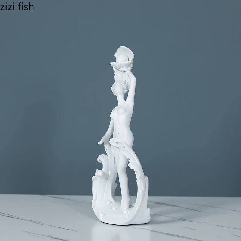 Фигурка из смолы украшения статуя девушки ракушки скульптура модель рукоделие