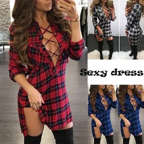 

plaid shirt dress women 2021 summer single row lace-up cardigan cotton lapel temperament commuter long-sleeved loose dresses