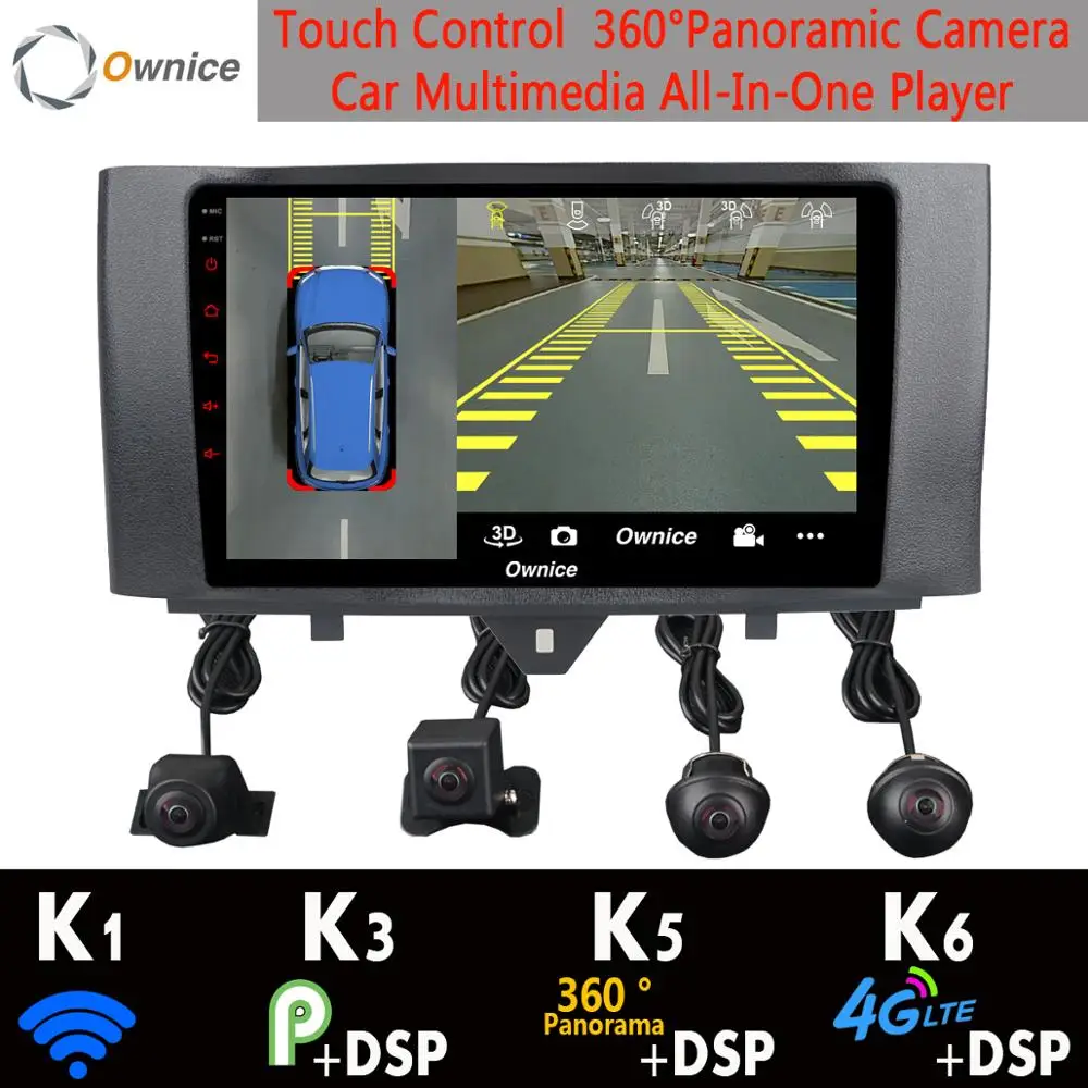 360 ° 4 ×AHD DVR камера 4G SIM Android 9.0 + 64G GPS радио CarPlay SPDIF DSP Автомобильный мультимедийный