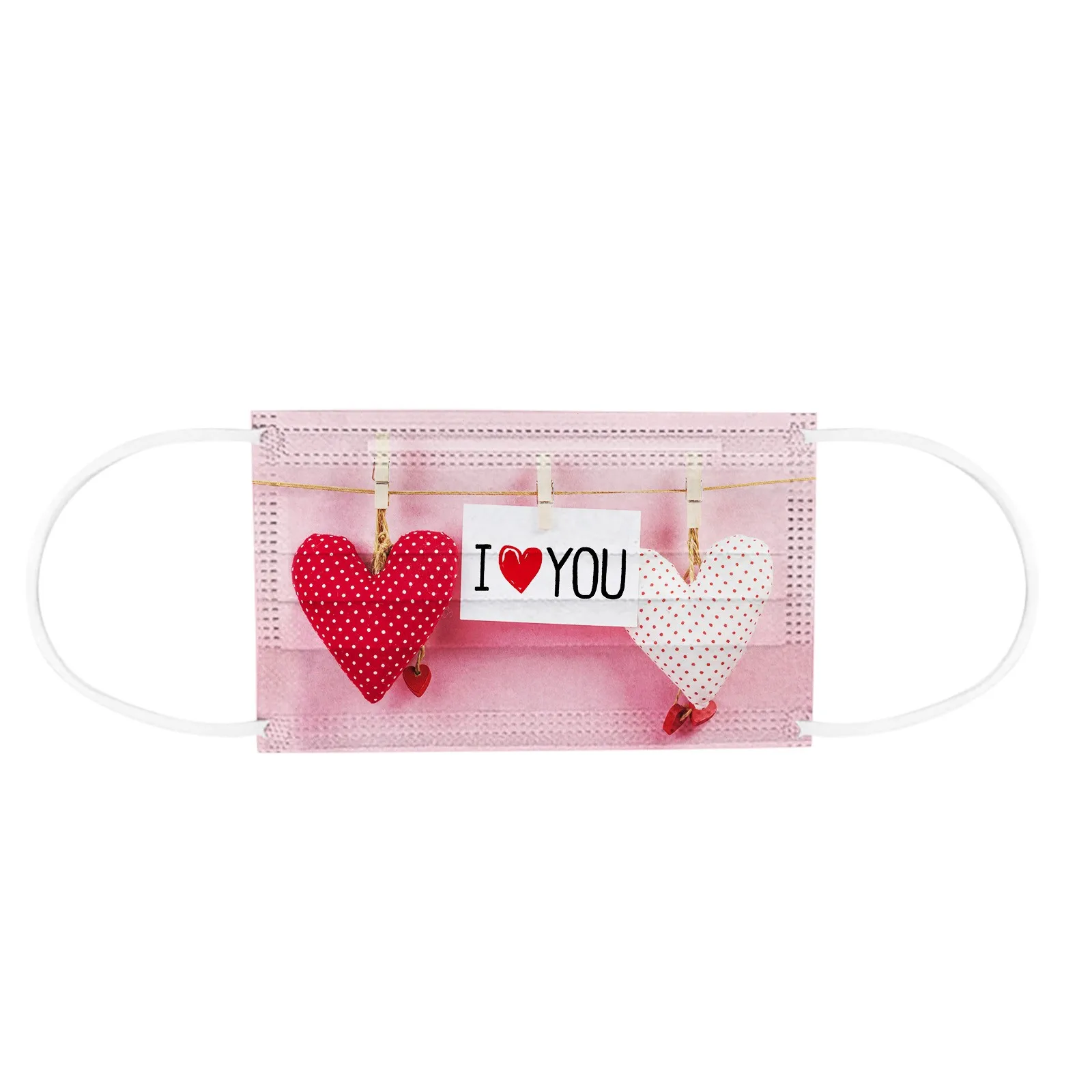 

Headband mascherine 10/20/30/50/100PCS Adult Valentine's Day Digital Printing Three Layer Protective Breathable Mask #