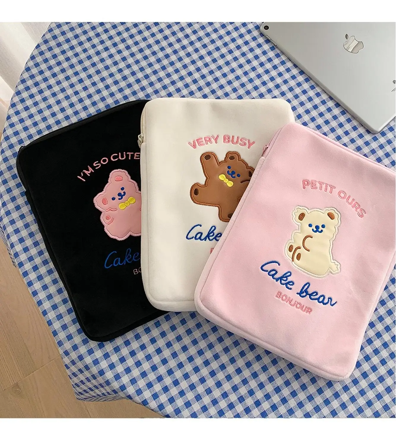 

Milkjoy Cartoon Bear Handbag 10.5 11inch Mac ipad Case Holder Cute Korea Fashion School Organizer File Bags studnet gift