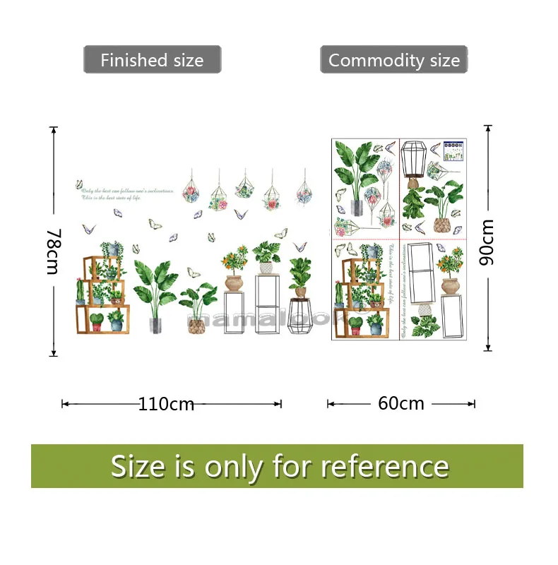 

Small fresh green planting wall stickers living room bedroom background wall corridor porch wall decoration stickers