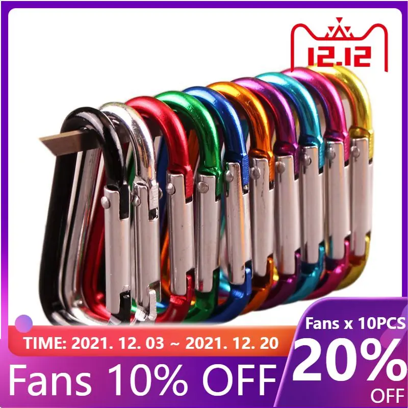 

Fashion New 1/5/10PCS Climbing Button Carabiner Camping Hiking Hook Outdoor Sports Multi Colors Aluminium Safety Buckle Keychain